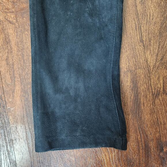 Vintage Brandon Thomas Black Suede 100% Leather Straight Leg High Rise Pants, 4 - Picture 7 of 11